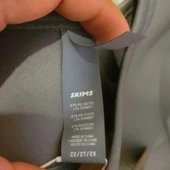 Skims Swim Top Front Zipper Racerback Rubberized Scuba Gray Chalk 2X - Picture 6 of 12